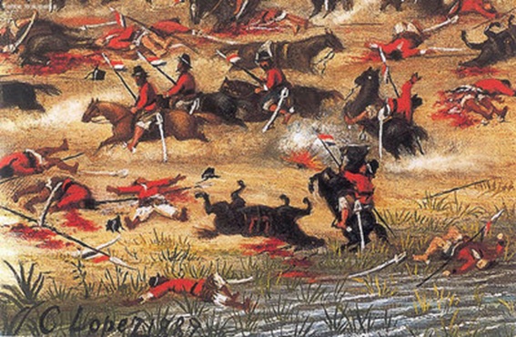 Imagem retrata a batalha ocorrida no dia 24 de maio, durante a Guerra do Paraguai. Imagem: Wikimedia.