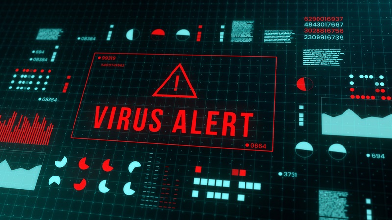 Mensagem que indica invasão de vírus de computador. Foto: MotionEmo / Shutterstock.
