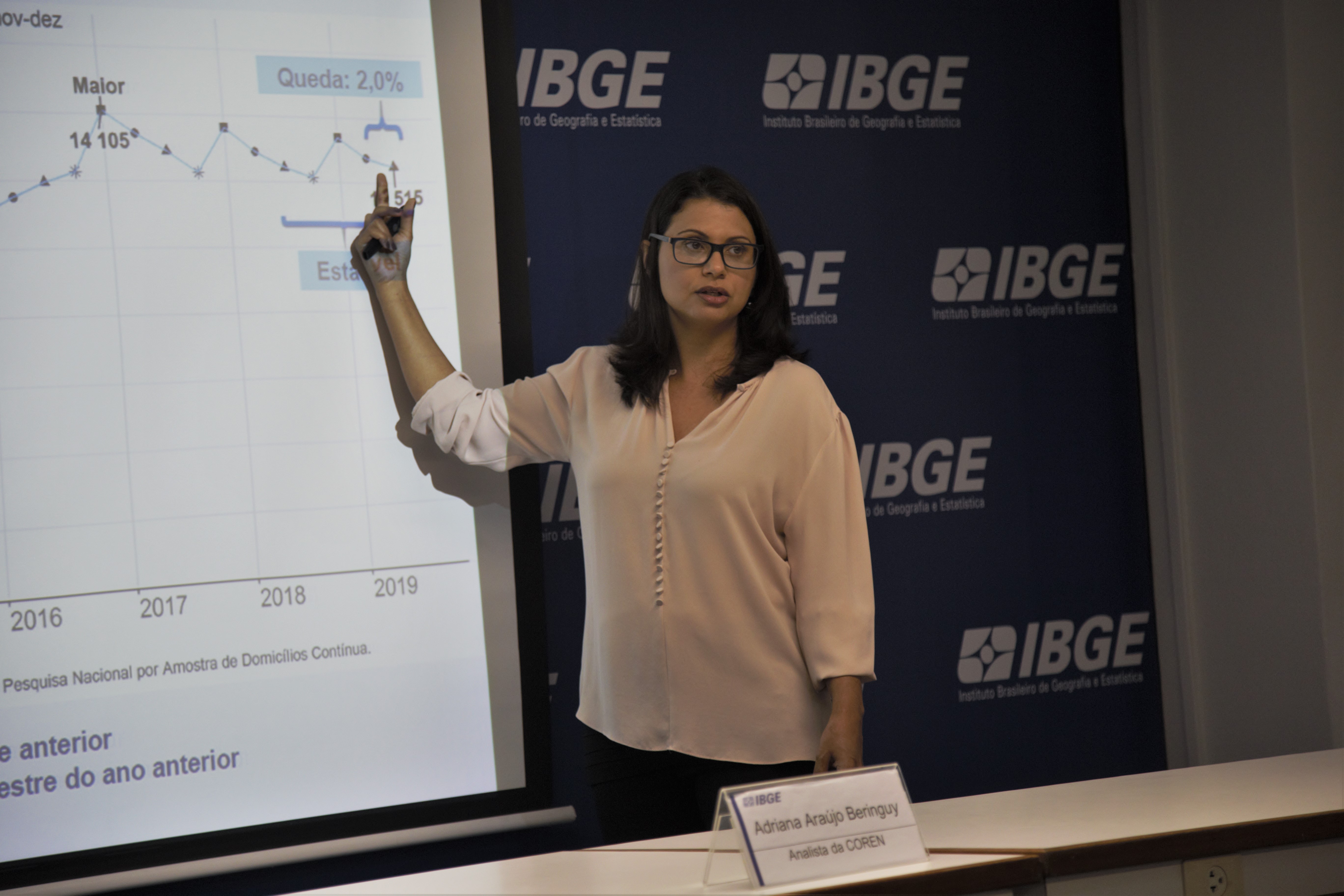 Analista do IBGE Adriana Beringuy explica pesquisa do PNAD que mostra índices de desemprego em 2020 | Foto: Divulgação/IBGE
